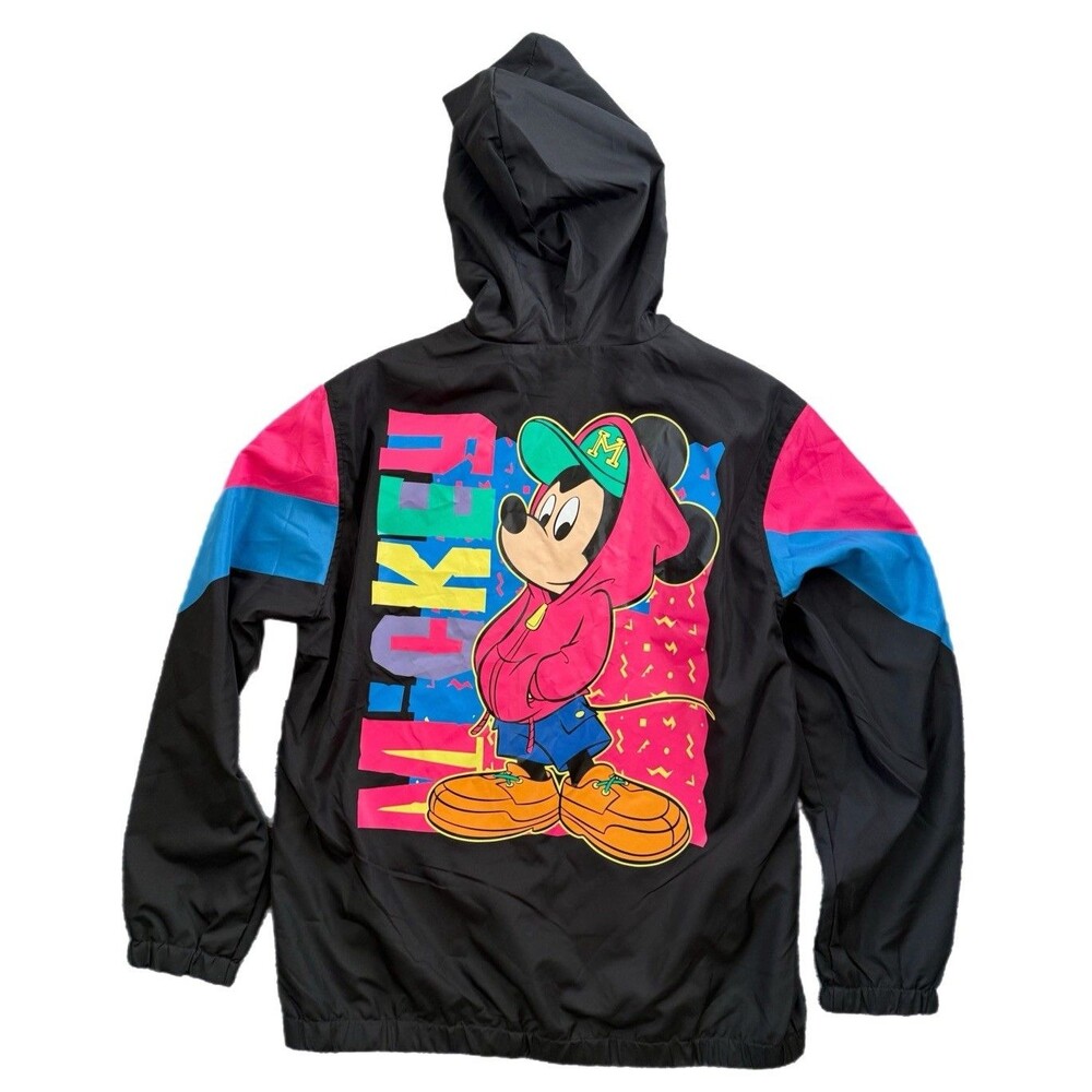 Walmart Disney Vintage 90s Mickey Mouse Hooded Nylon Jacket Windbreaker Size M